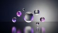 Floating Purple Spheres Abstract Still Life Reflecting on Surface Royalty Free Stock Photo
