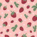 Floating strawberries seamless pattern on a pink background