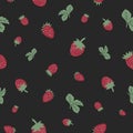 Floating strawberries seamless pattern