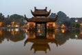 Floating temple in Thay Pagoda or Chua Thay, one of the oldest Buddhist pagodas in Vietnam, in Quoc Oai district, Hanoi