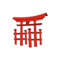 Floating Torii gate, Japan icon, flat style