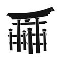 Floating Torii gate, Japan icon, simple style