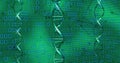 Floating translucent DNA helix hovering in virtual data environment, with binary code streams Royalty Free Stock Photo