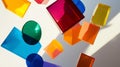 Floating Transparent Acrylic Color Blocks In Studio Lighting Royalty Free Stock Photo