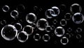Floating Transparent Bubbles on Black Background Royalty Free Stock Photo