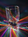 Floating Transparent Glasses Display Vibrant Rainbow Refraction With Creative Lighting Effects Royalty Free Stock Photo