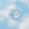 Floating transparent globe illustration against sky background with clouds Royalty Free Stock Photo