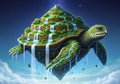Floating Turtle Island in the Sky Royalty Free Stock Photo