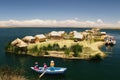 Floating Uros islands on the Titicaca lake, Peru Royalty Free Stock Photo