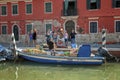 Floating vegetable market on Burano island, near Venice, Italy. Royalty Free Stock Photo