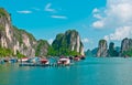 Floating village in Halong Bay Royalty Free Stock Photo