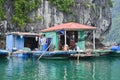 Floating village in Halong bay Royalty Free Stock Photo