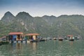 Floating village in Halong bay Royalty Free Stock Photo