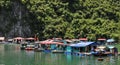 Floating village in Halong bay Vietnam Royalty Free Stock Photo