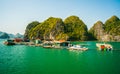 Floating village in Halong Bay, Vietnam Royalty Free Stock Photo