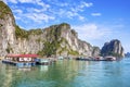 Floating Village in Halong Bay, Vietnam Royalty Free Stock Photo