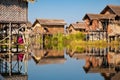 Floating village in Inle lake Royalty Free Stock Photo