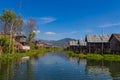 Floating Village, inle lake in Myanmar (Burmar) Royalty Free Stock Photo