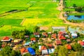 Floating village Phnom Krom, green rice fields, Tonle Sap, Siem Reap, Cambodia Royalty Free Stock Photo