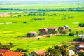 Floating village Phnom Krom, green rice fields, Tonle Sap, Siem Reap, Cambodia Royalty Free Stock Photo