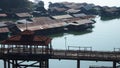 Floating village , Sunklaburi, Kanchanaburi, Thailand