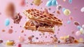 Floating Waffles with Colorful Candy and Ice Cream Royalty Free Stock Photo