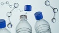 floating water bottle with H2O molecules Royalty Free Stock Photo