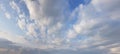 Floating white cloud on blue sky background. Panoramic sky nature horizon weather skyline Royalty Free Stock Photo