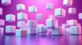 Floating white cubes on a pink background Royalty Free Stock Photo
