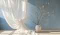 Floating white curtain. AI generated Royalty Free Stock Photo