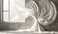 Floating white curtain. AI gerado Royalty Free Stock Photo