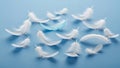 Floating white feathers on blue background Royalty Free Stock Photo