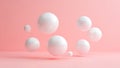Floating white spheres on a soft pink background Royalty Free Stock Photo