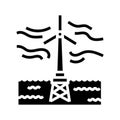 floating wind turbine glyph icon vector illustration Royalty Free Stock Photo