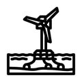 floating wind turbine line icon vector illustration Royalty Free Stock Photo