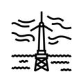 floating wind turbine line icon vector illustration