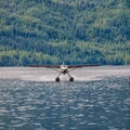 Floatplane landing on water Royalty Free Stock Photo