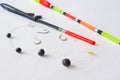 Floats for fishing and sinkers, line, hook