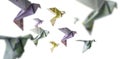 A flock of birds from Euro banknotes fly Royalty Free Stock Photo