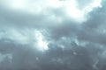 Flock of birds in stunning sky with big dark clouds