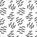 Flock of birds Seamless vector pattern black white Royalty Free Stock Photo