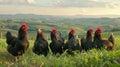The flock of black chickens.AI generated image Royalty Free Stock Photo