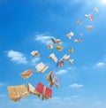 A flock of books is flying Royalty Free Stock Photo