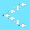 Flock of ducks. cartoon flock of geese. vector illustration