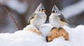 Flock of Feathered Friends Braving Icy Winterscape generated by AI tool