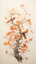 A flock of migrating birds blended seamlessly with the intricate veins