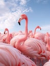 a flock of pink flamingos standing in a field Royalty Free Stock Photo