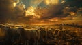 flock of sheep against a backdrop of dramatic clouds and majestic mountains happy EID UL Adha Mubarak, qurbani sacrifice