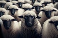 flock of sheep close-up. Generative AI