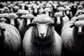 flock of sheep close-up. Generative AI